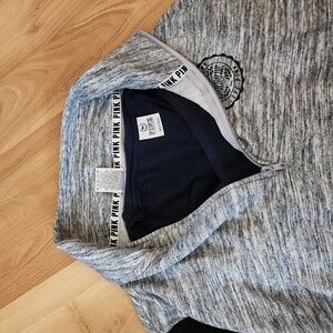 half zip Sweatshirt Women SMALL Gray Hoodie Love Pink Long Sleeve. V neck shirt